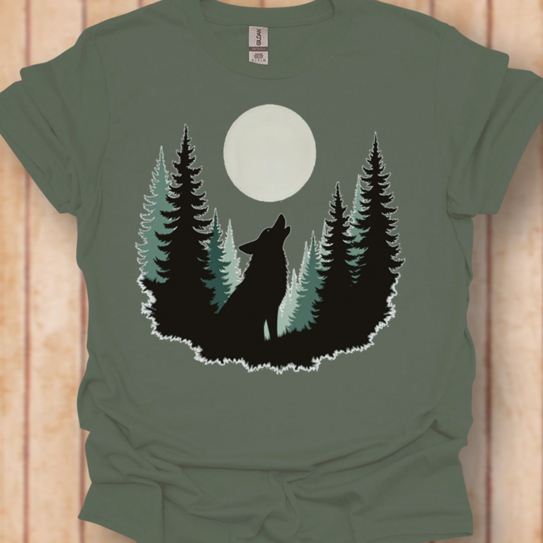 Wolf volle maan T‑Shirt