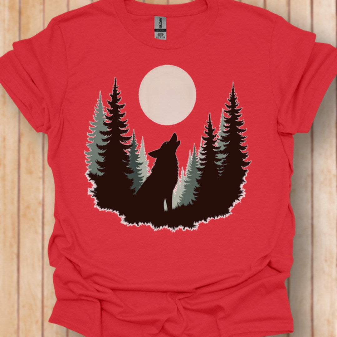 Wolf volle maan T‑Shirt