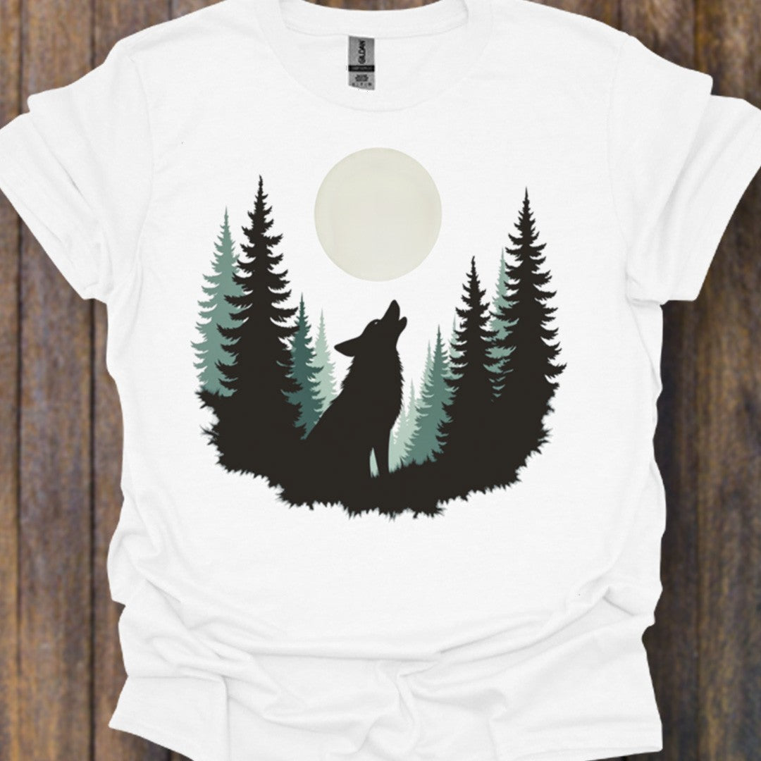 Wolf volle maan T‑Shirt