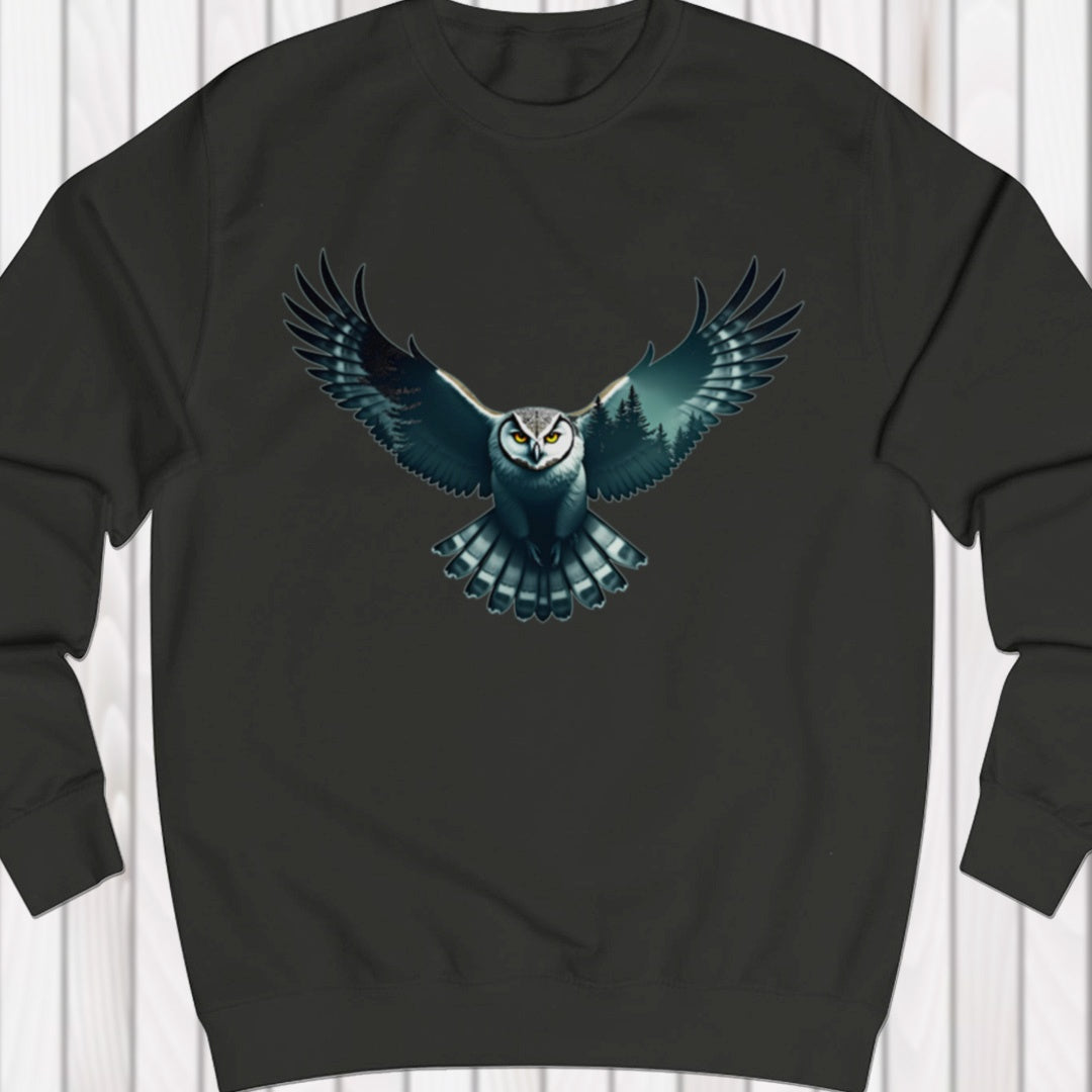 Flying owl double exposure sweatshirt