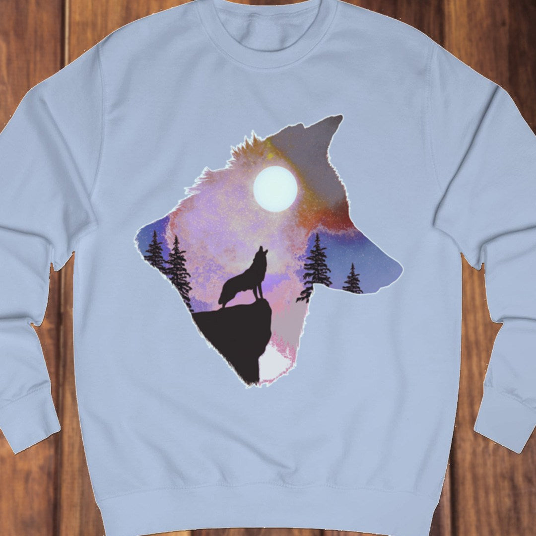 Wolf full moon double exposure sweatshirt