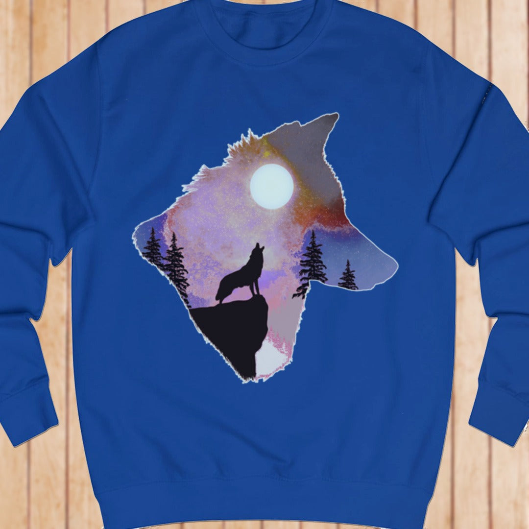 Wolf full moon double exposure sweatshirt
