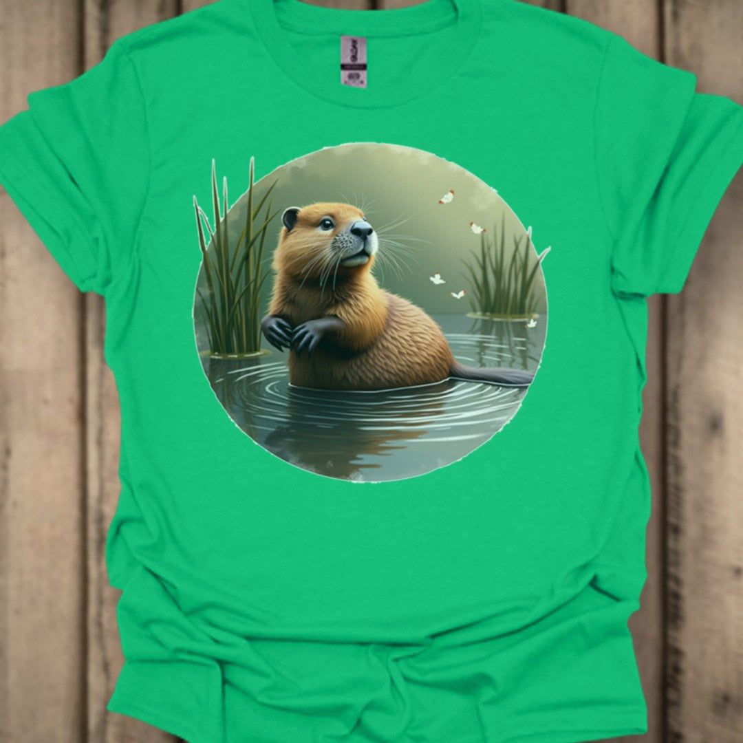Bever met vlinders T‑Shirt