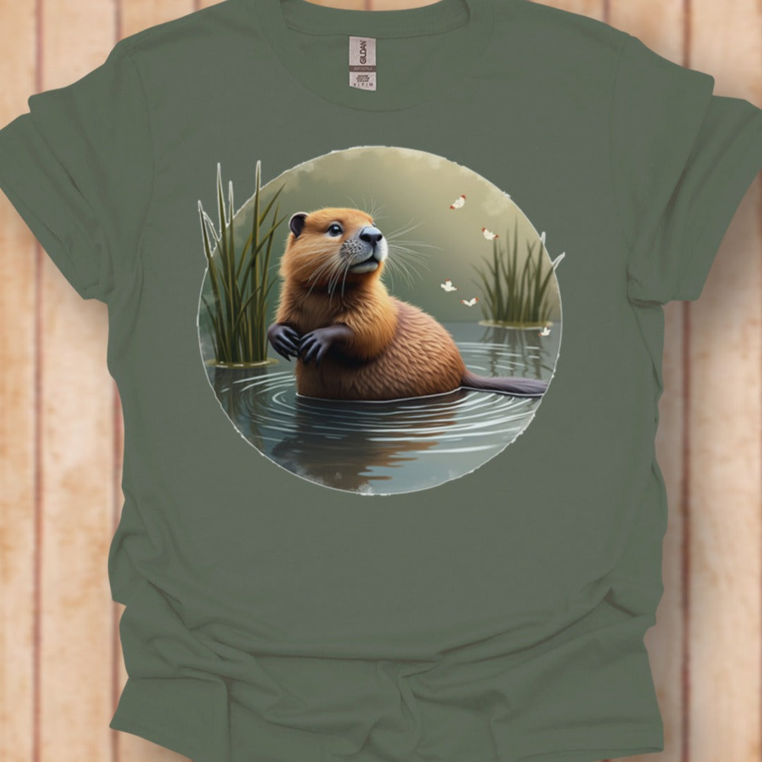 Bever met vlinders T‑Shirt