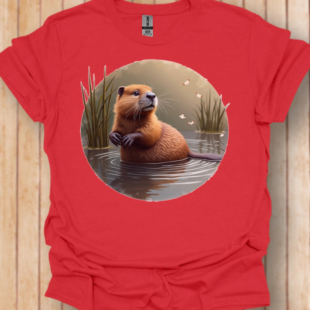 Bever met vlinders T‑Shirt