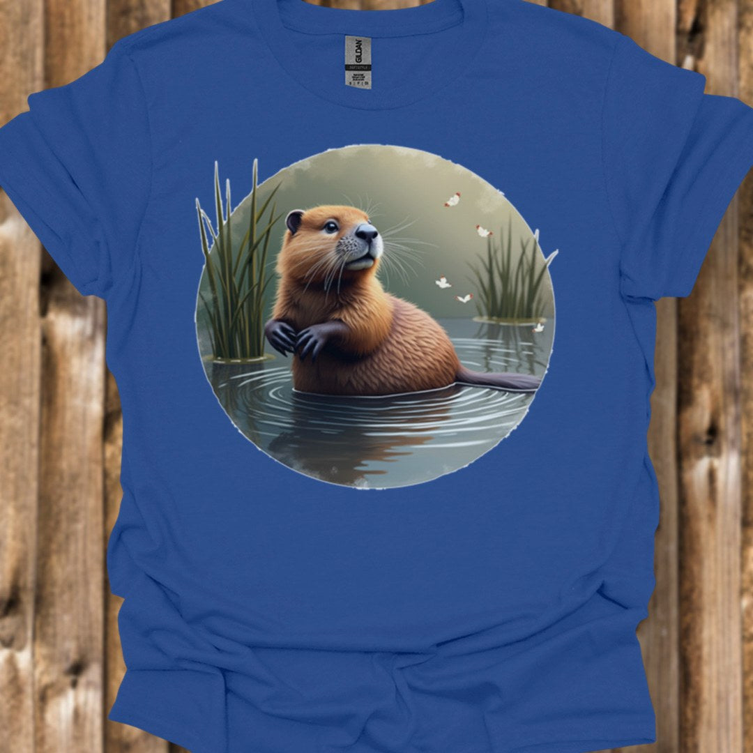 Bever met vlinders T‑Shirt
