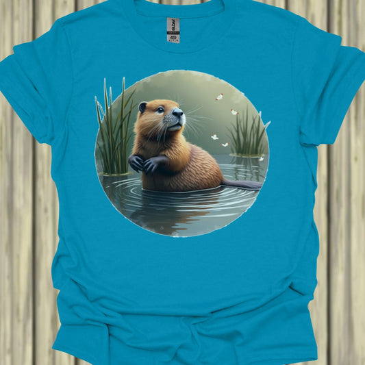 Bever met vlinders T‑Shirt