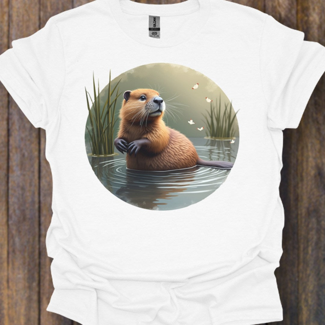 Bever met vlinders T‑Shirt
