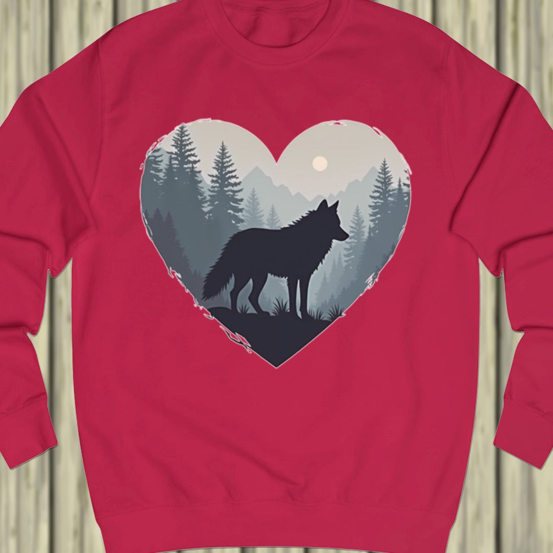 Wolf heart shape sweatshirt