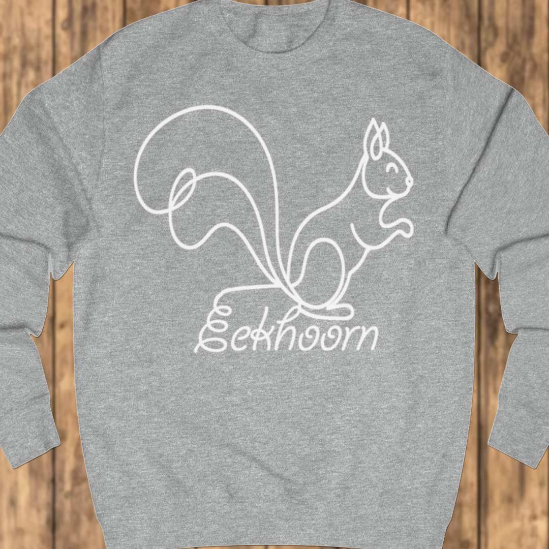 Squirrel line drawing white sweatshirt
