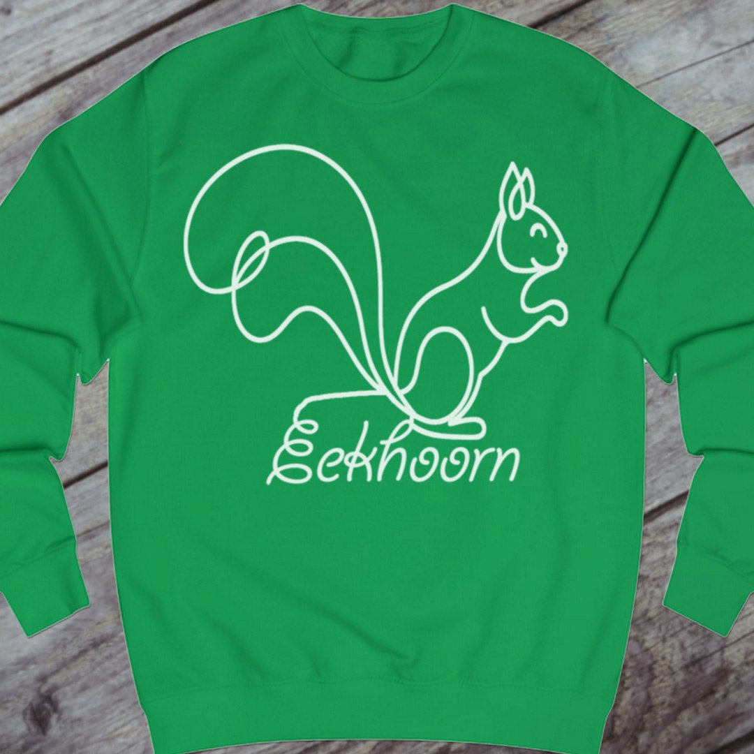 Squirrel line drawing white sweatshirt