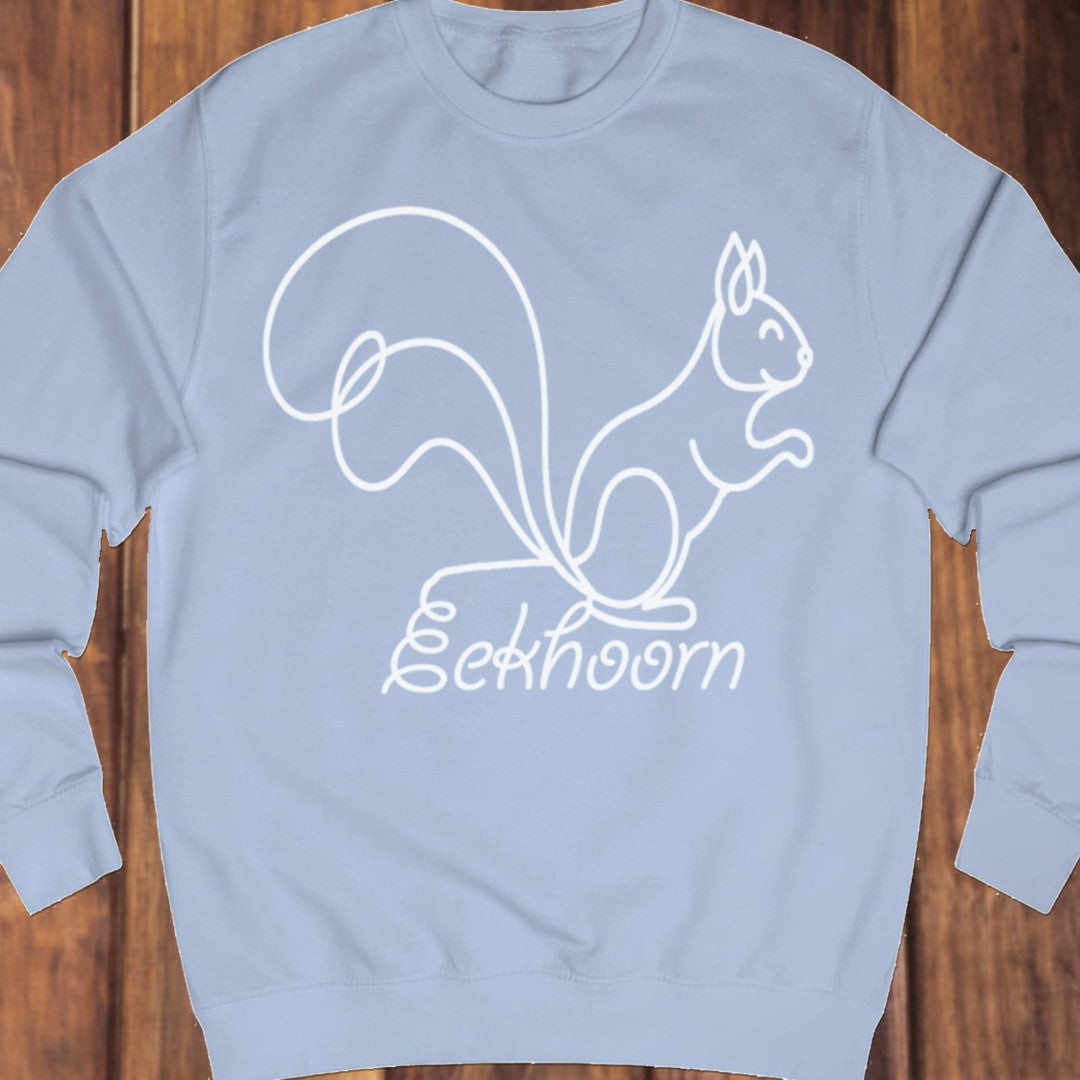 Squirrel line drawing white sweatshirt
