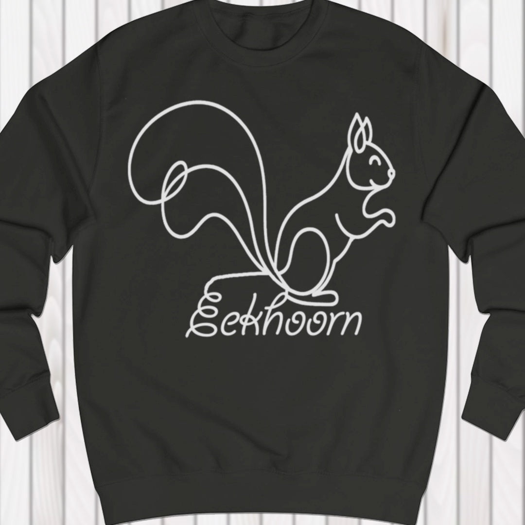 Squirrel line drawing white sweatshirt