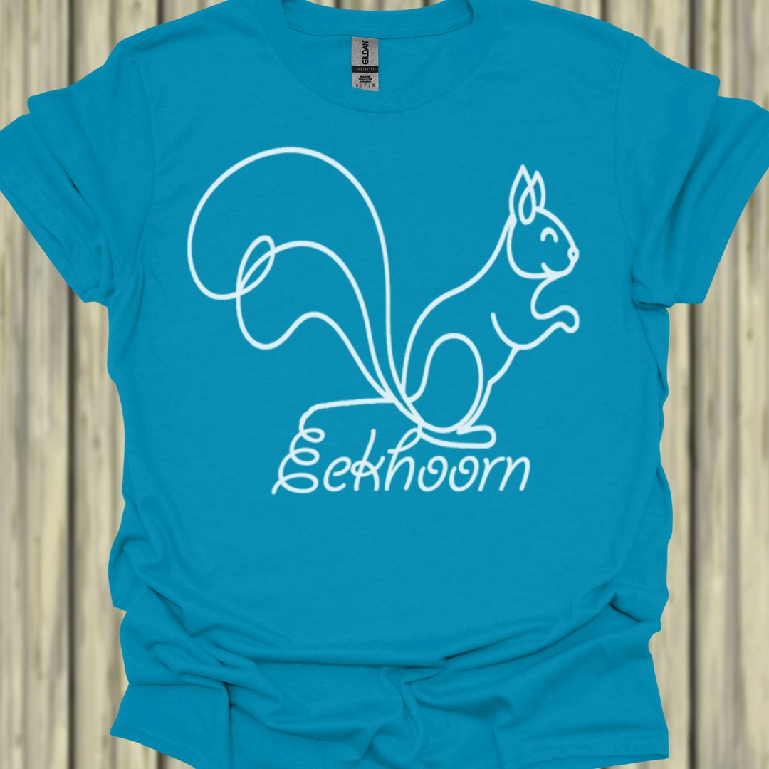 Eekhoorn lijntekening wit T‑Shirt