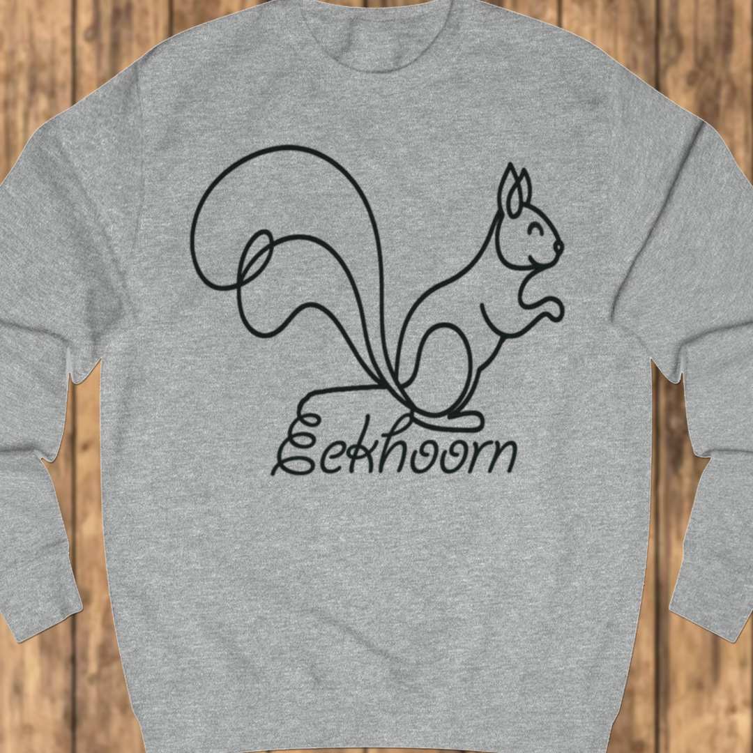 Squirrel line drawing black sweatshirt