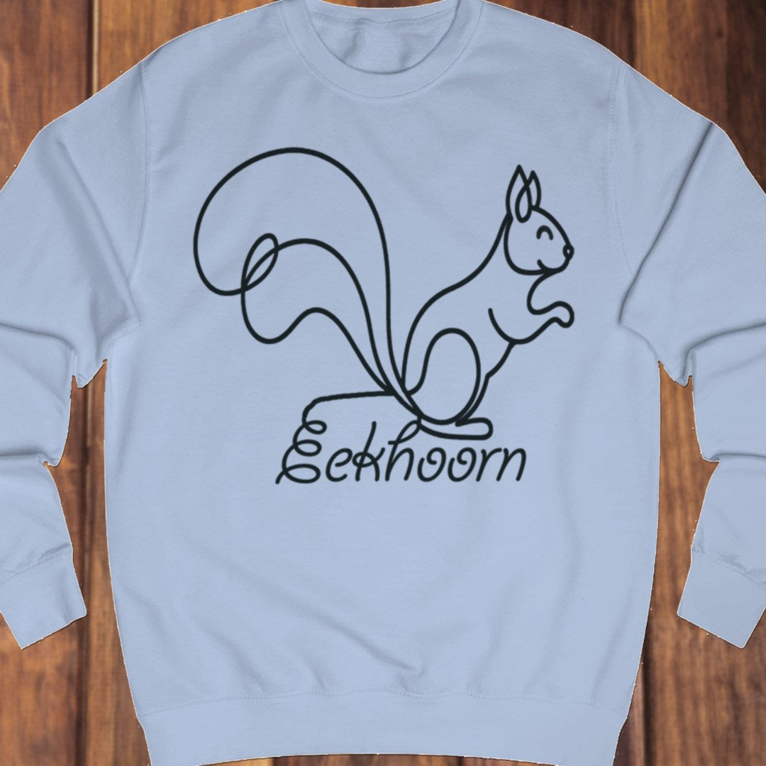 Squirrel line drawing black sweatshirt