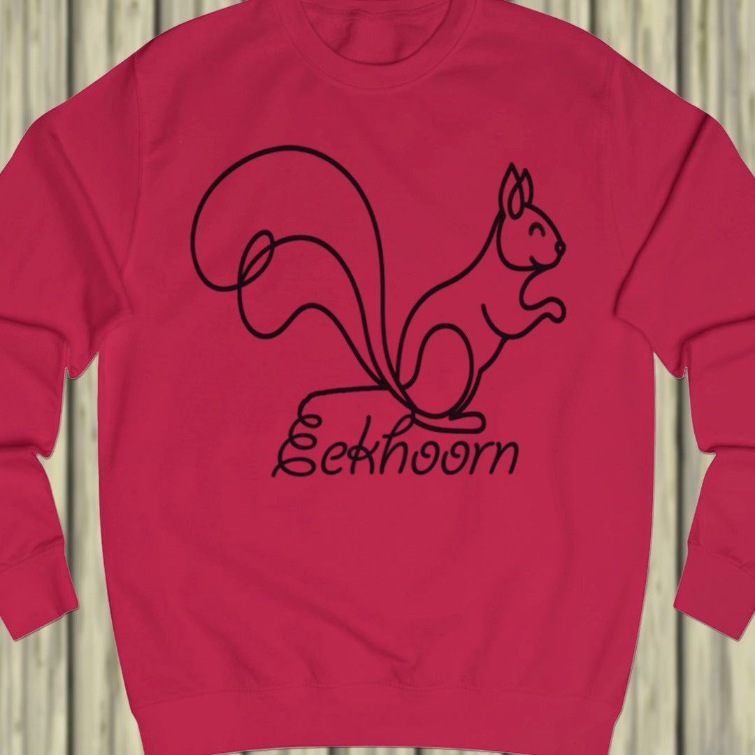 Squirrel line drawing black sweatshirt