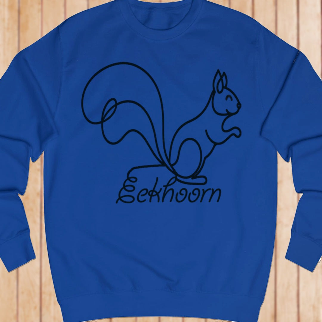 Squirrel line drawing black sweatshirt