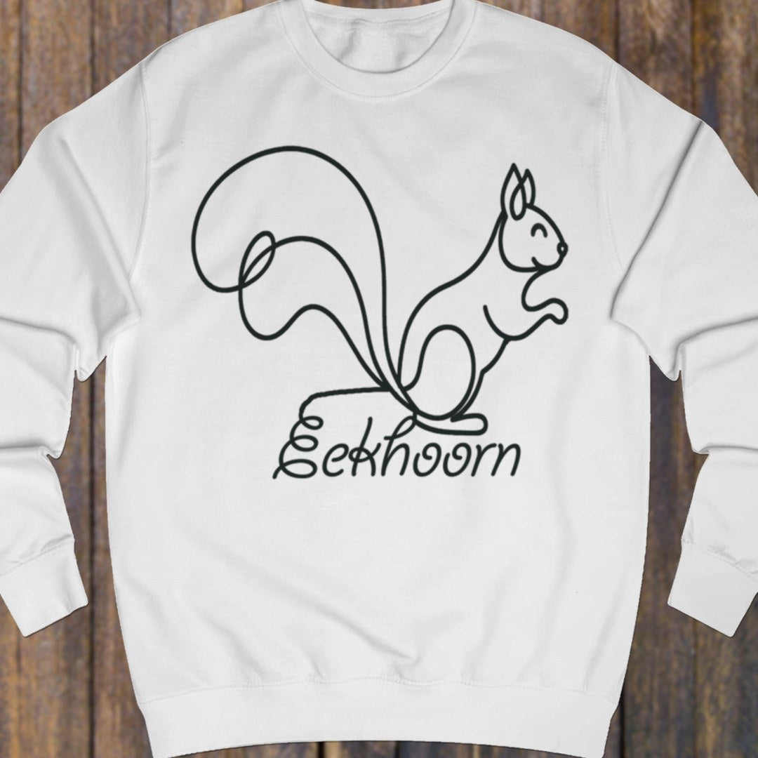 Squirrel line drawing black sweatshirt