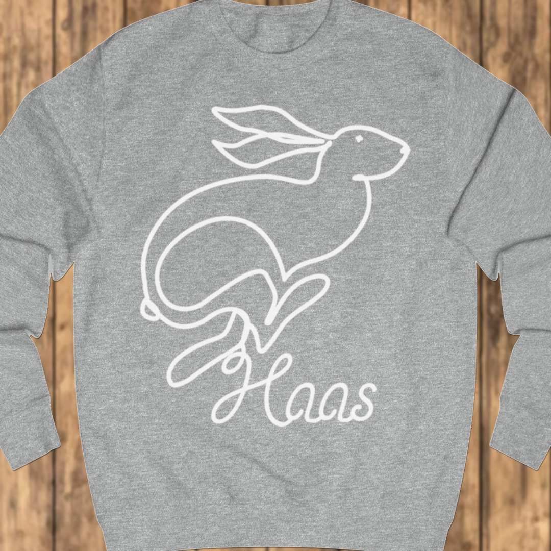Hare line drawing white sweatshirt