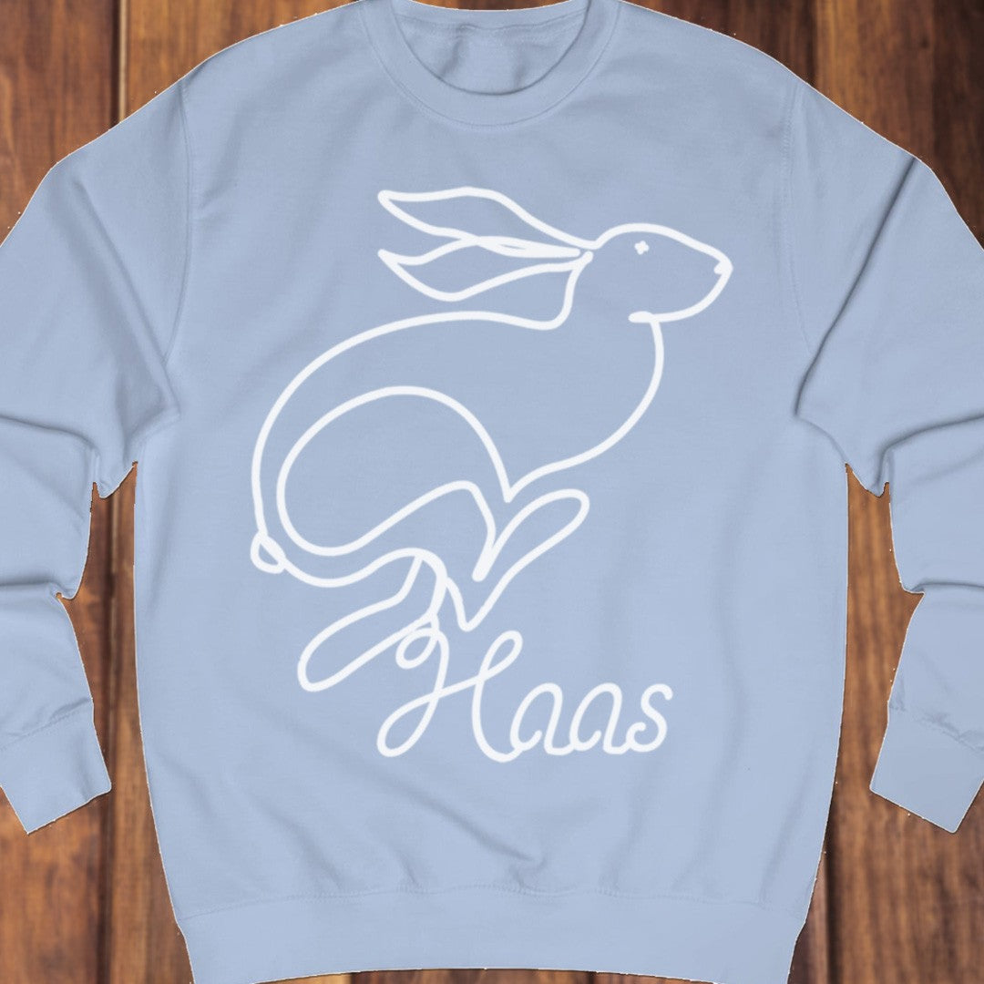 Hare line drawing white sweatshirt