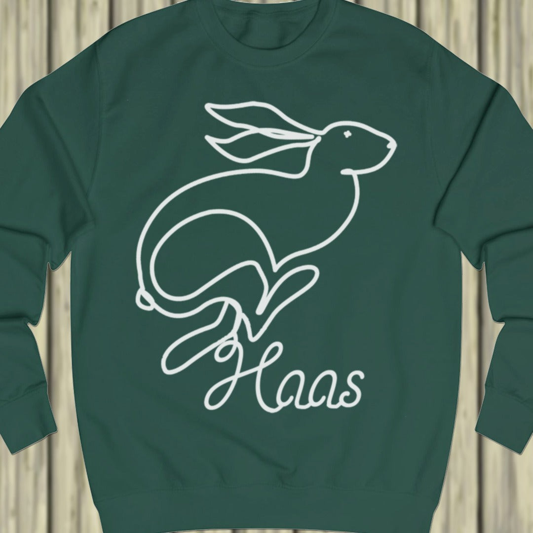 Hare line drawing white sweatshirt