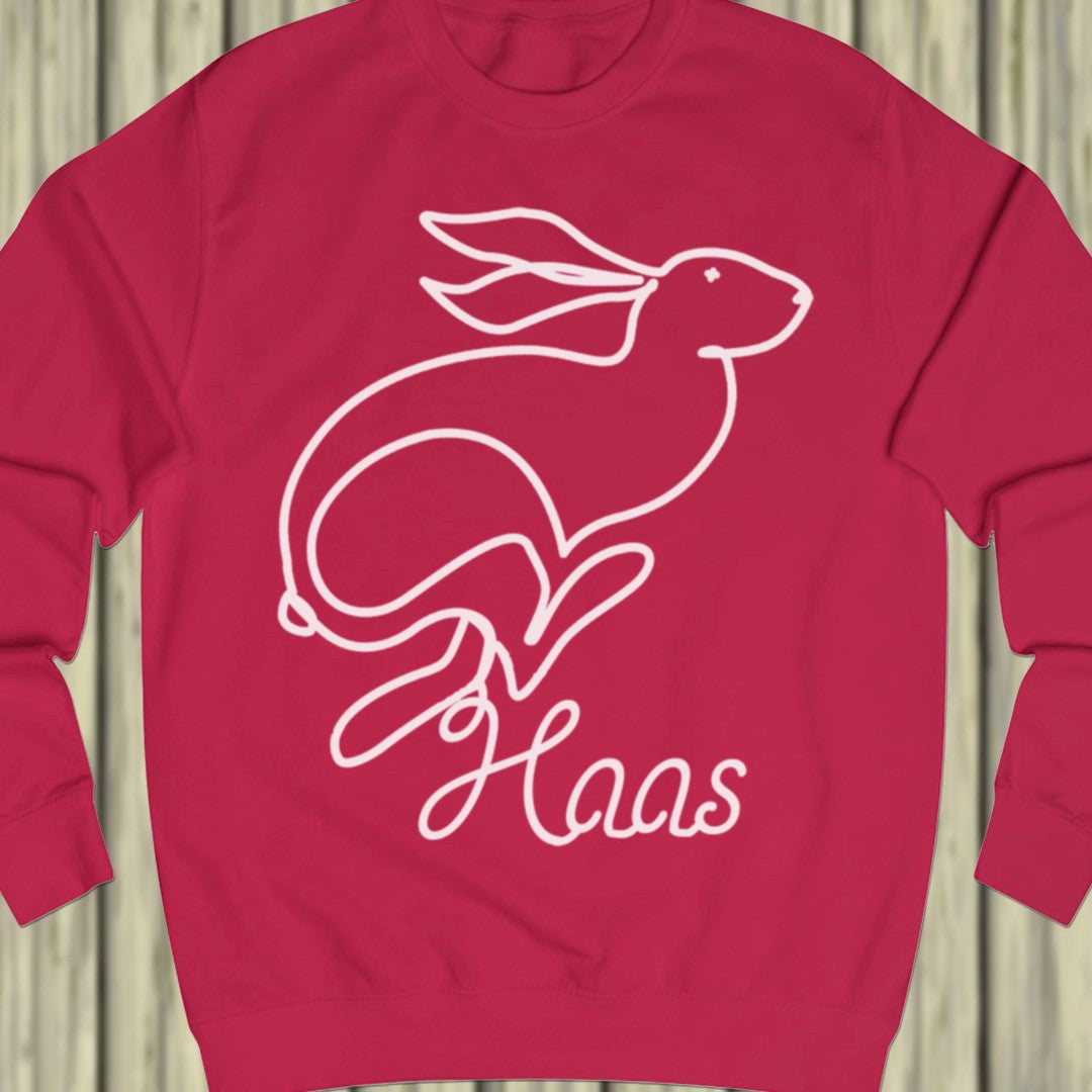Hare line drawing white sweatshirt