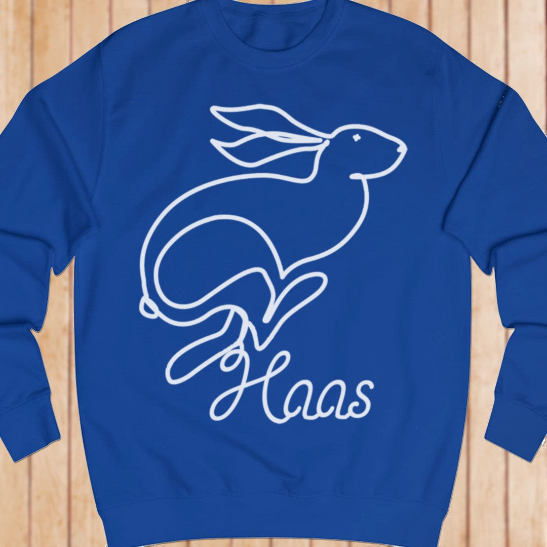 Hare line drawing white sweatshirt