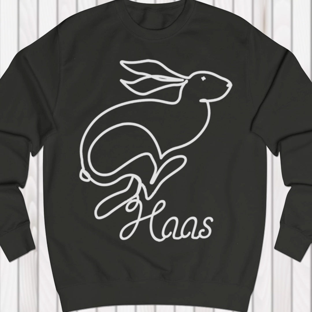 Hare line drawing white sweatshirt