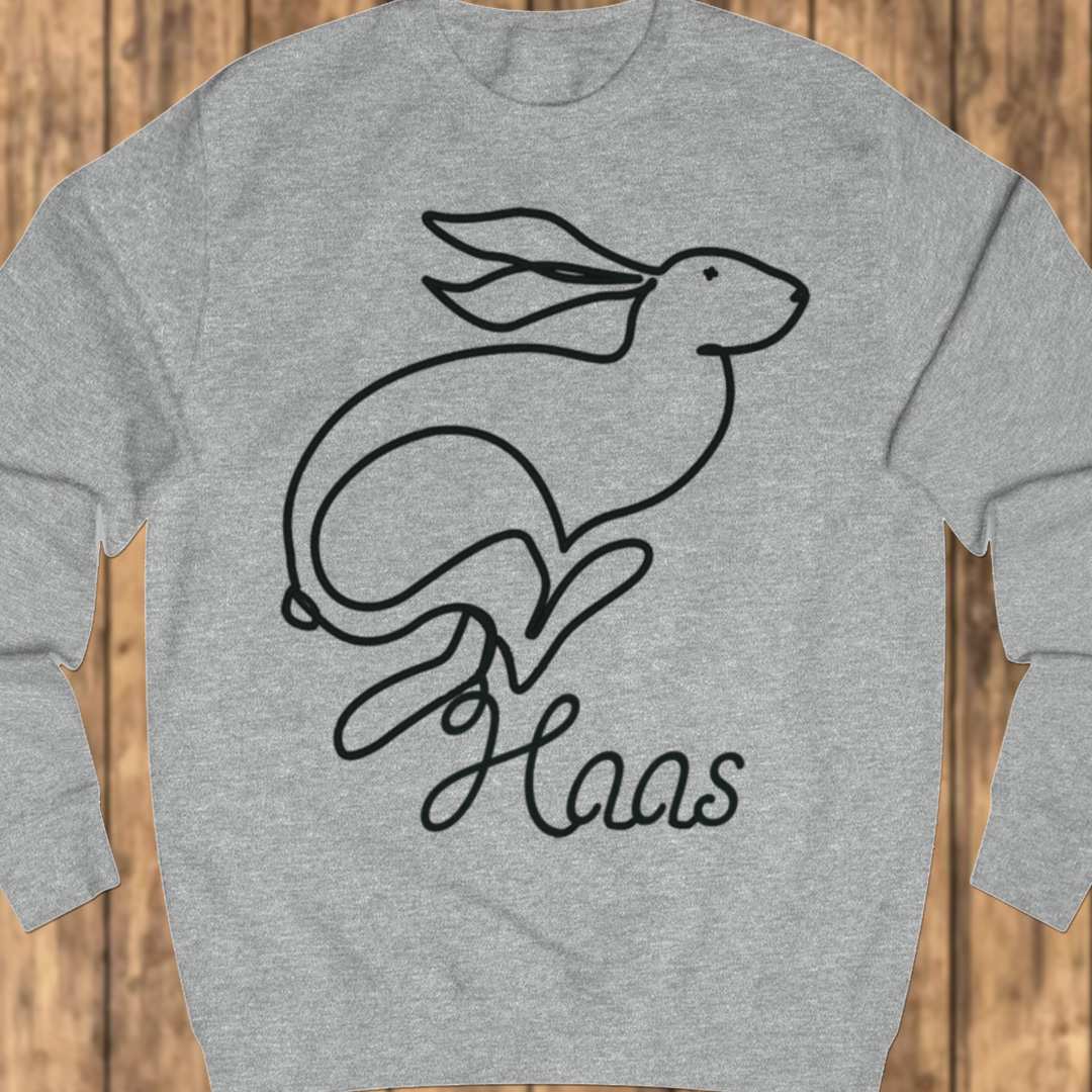 Hare line drawing black sweatshirt