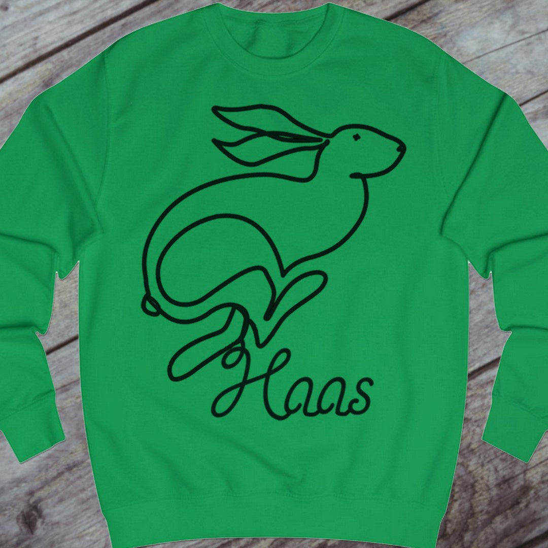Hare line drawing black sweatshirt