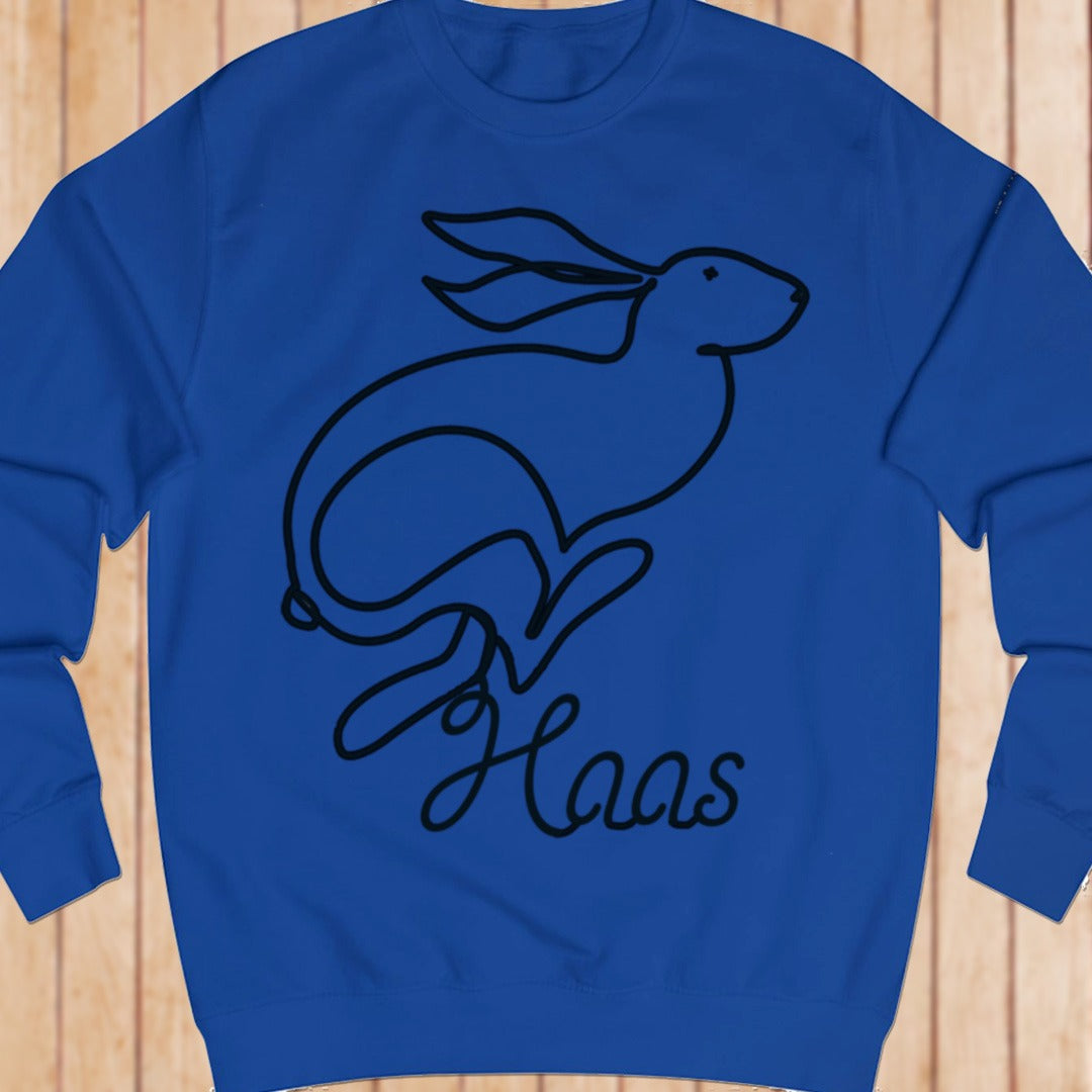 Hare line drawing black sweatshirt