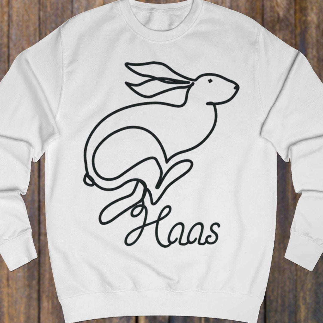 Hare line drawing black sweatshirt