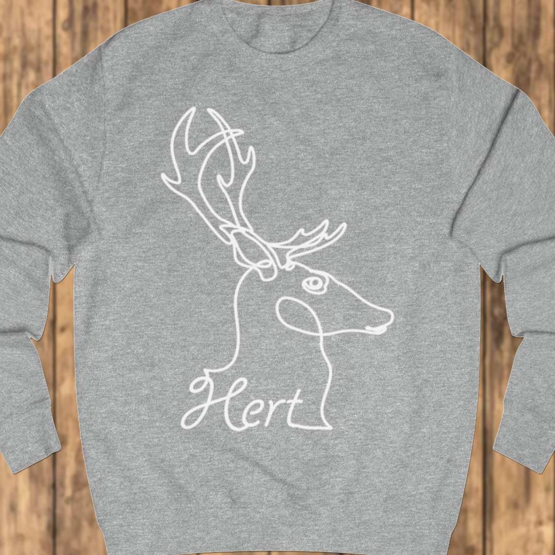 Deer line drawing white sweatshirt