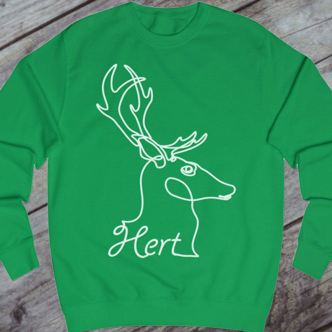 Deer line drawing white sweatshirt