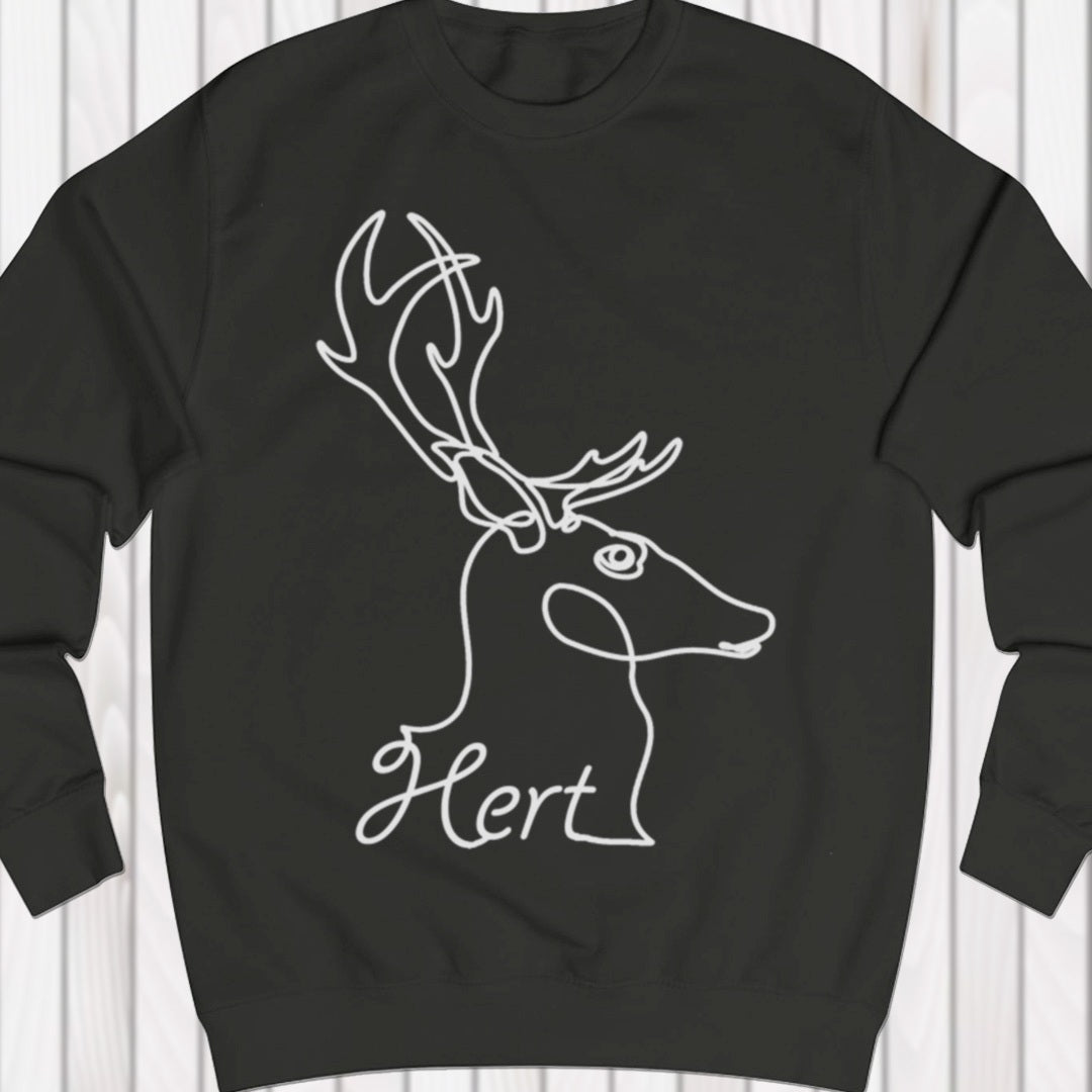 Deer line drawing white sweatshirt