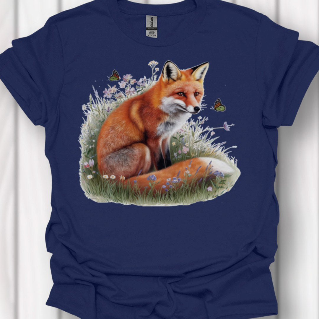Renard avec des papillons T-shirt intemporel