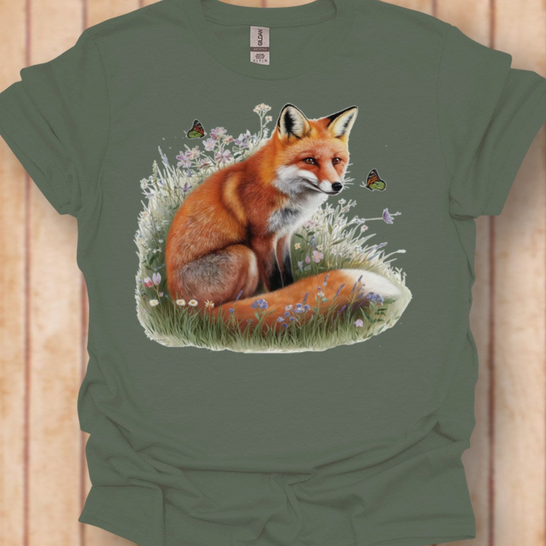 Renard avec des papillons T-shirt intemporel