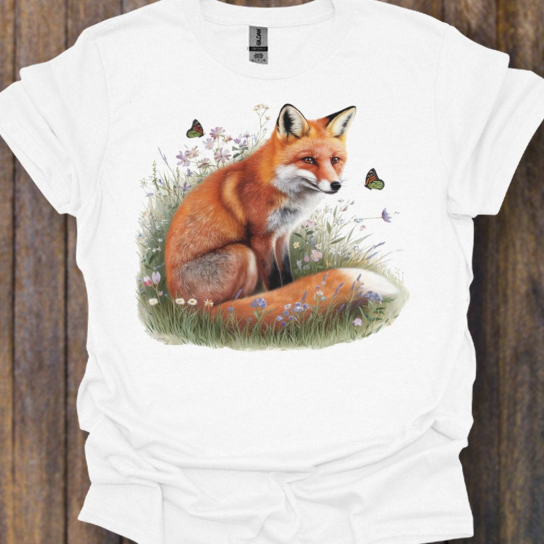 Renard avec des papillons T-shirt intemporel