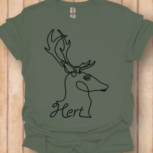Hert lijntekening zwart T‑Shirt