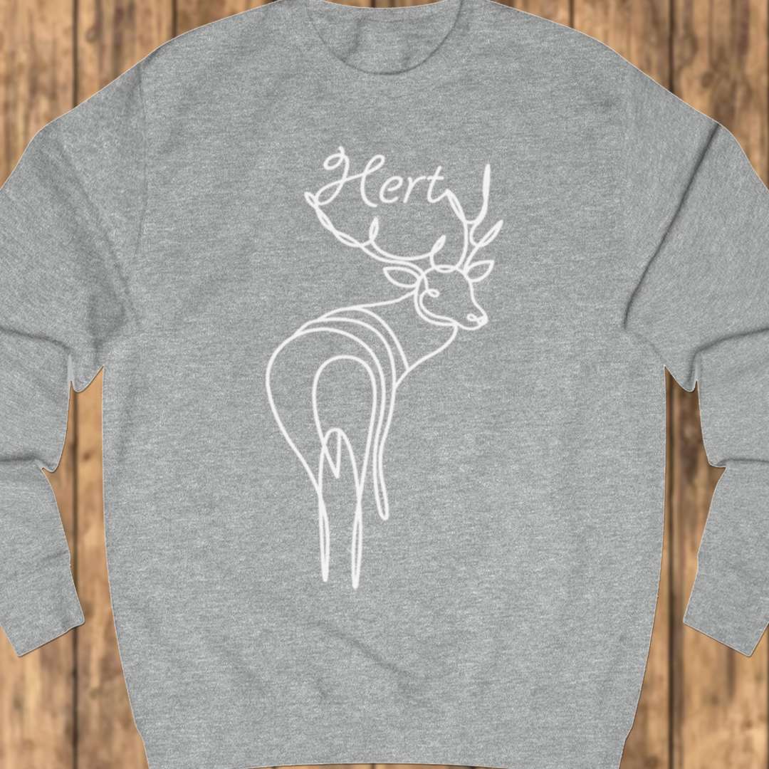 Standing deer line drawing white sweatshirt
