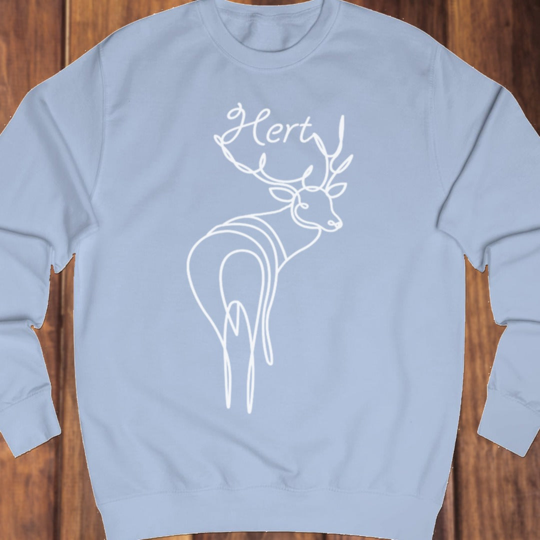 Standing deer line drawing white sweatshirt