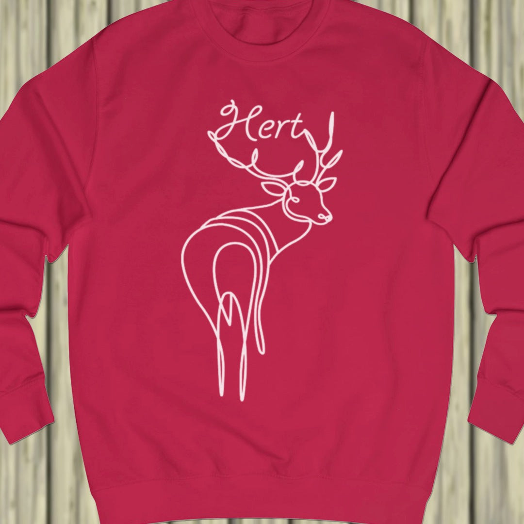 Standing deer line drawing white sweatshirt