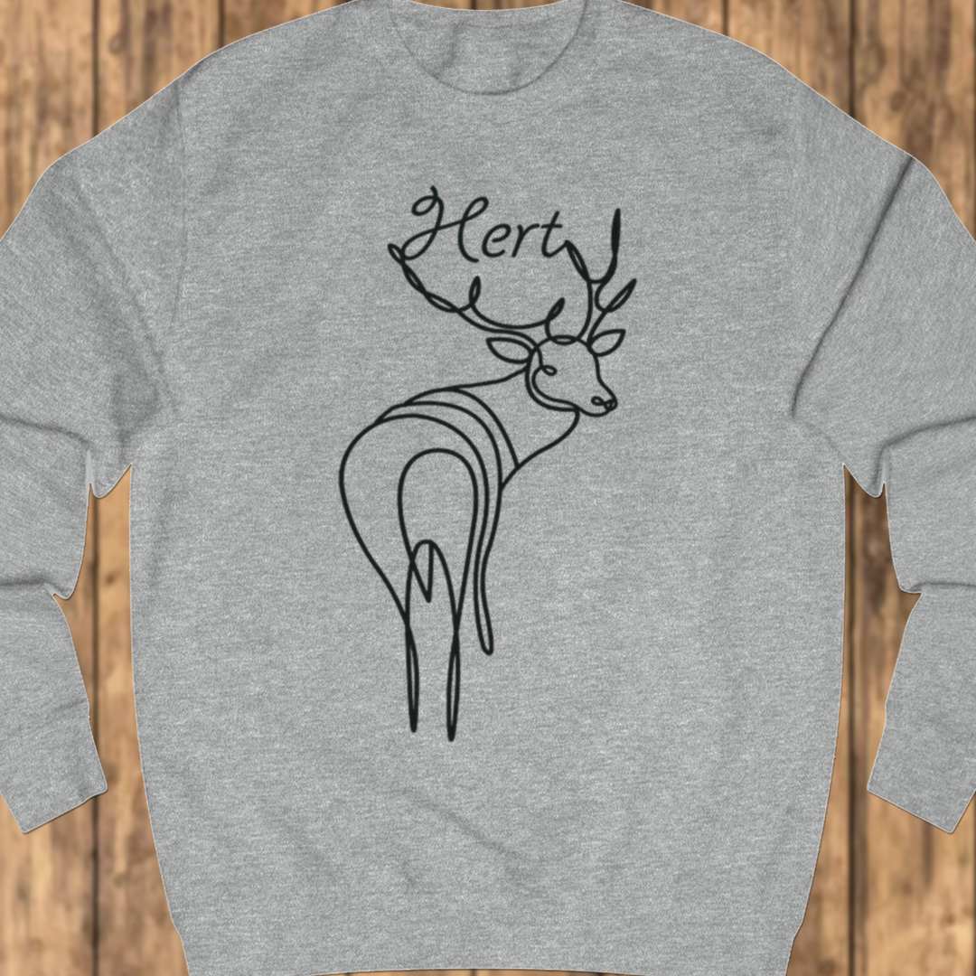 Standing deer line drawing black sweatshirt