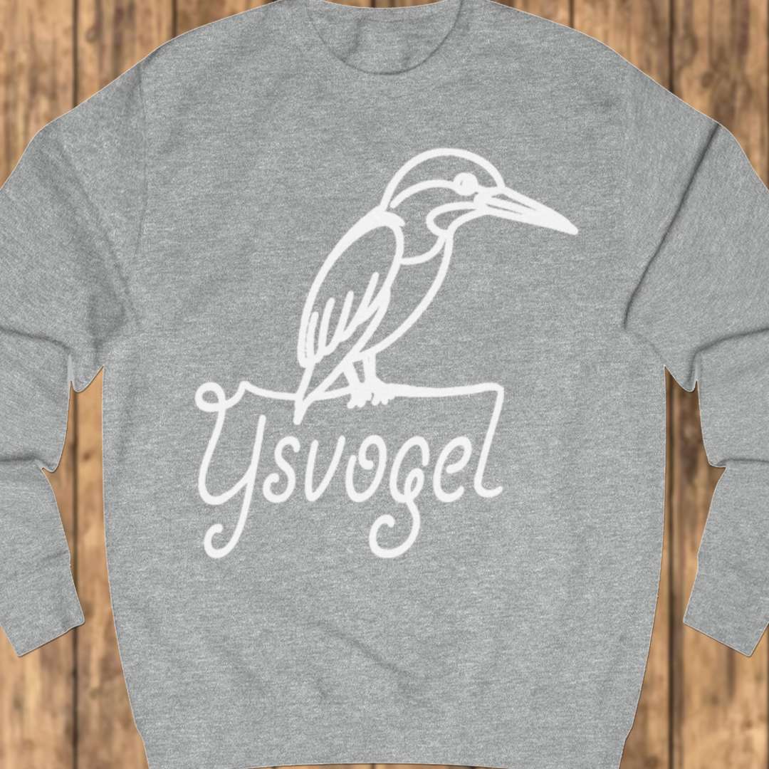 Kingfisher line drawing white sweatshirt