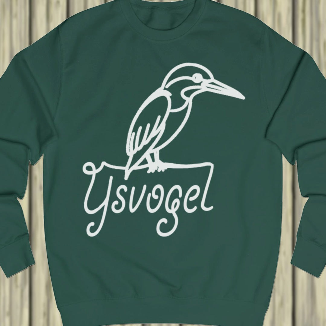 Kingfisher line drawing white sweatshirt