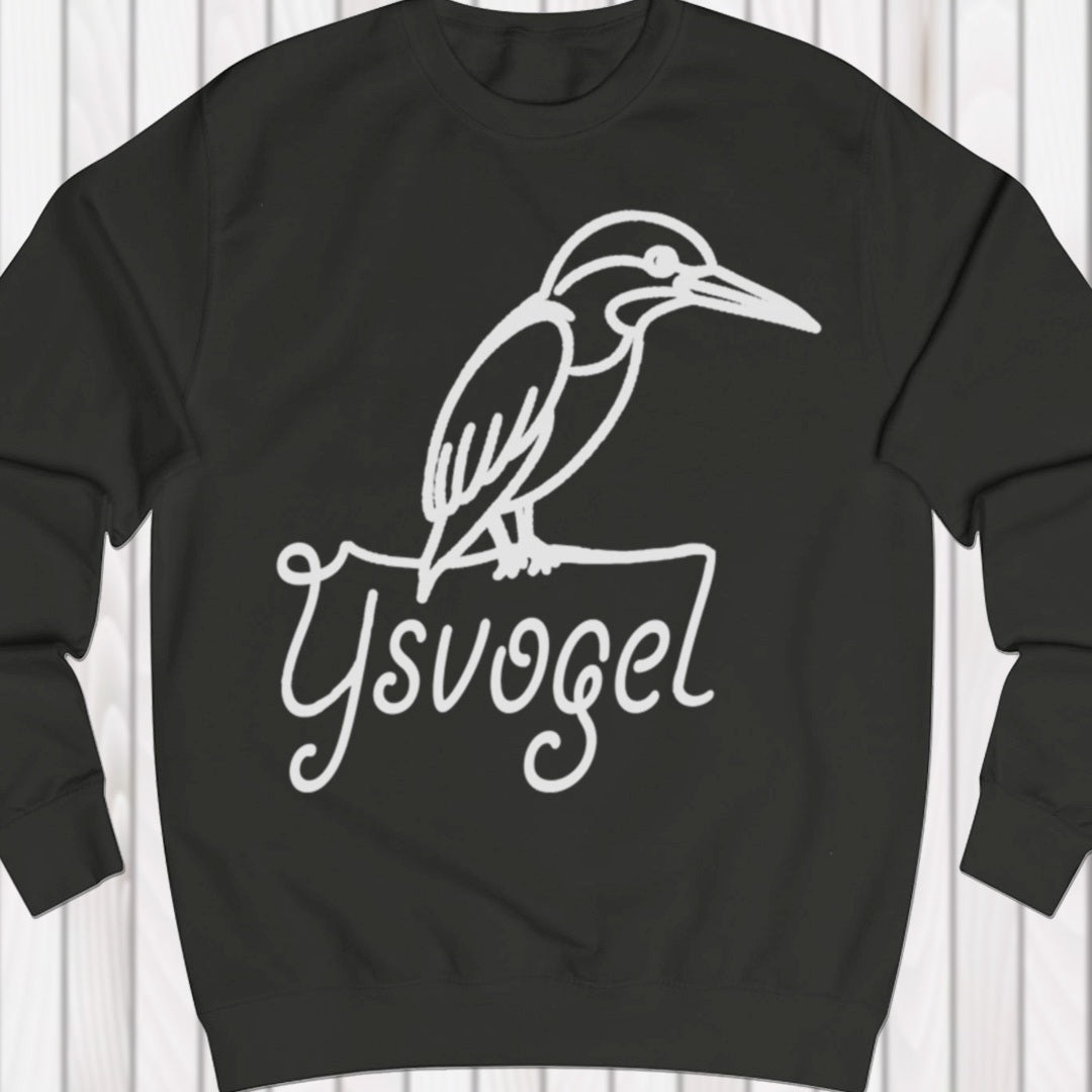 Kingfisher line drawing white sweatshirt