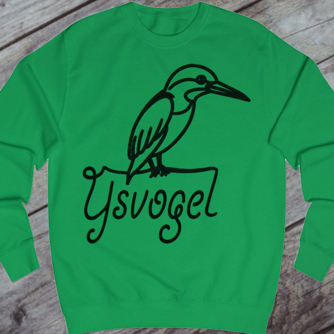 Kingfisher line drawing black sweatshirt