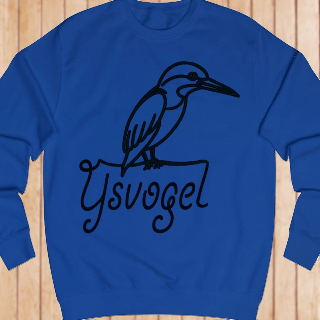 Kingfisher line drawing black sweatshirt