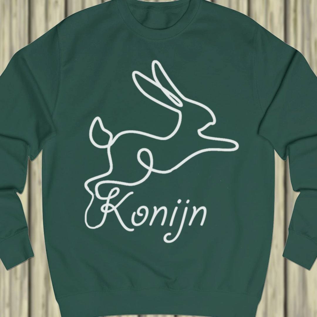 Rabbit line drawing white sweatshirt